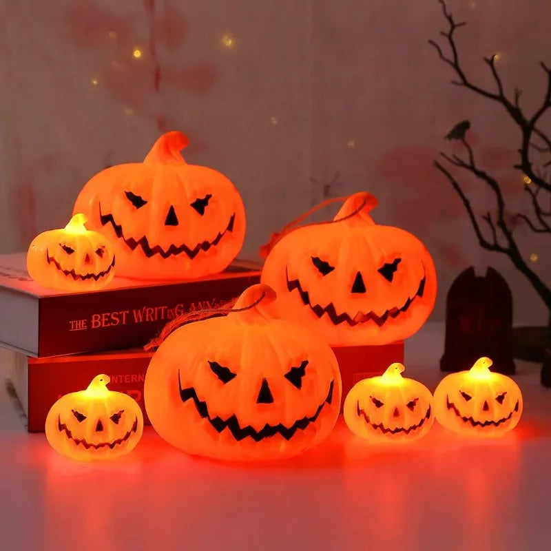 Pumpkin Ghost Face LED Lantern: Halloween Decor Light