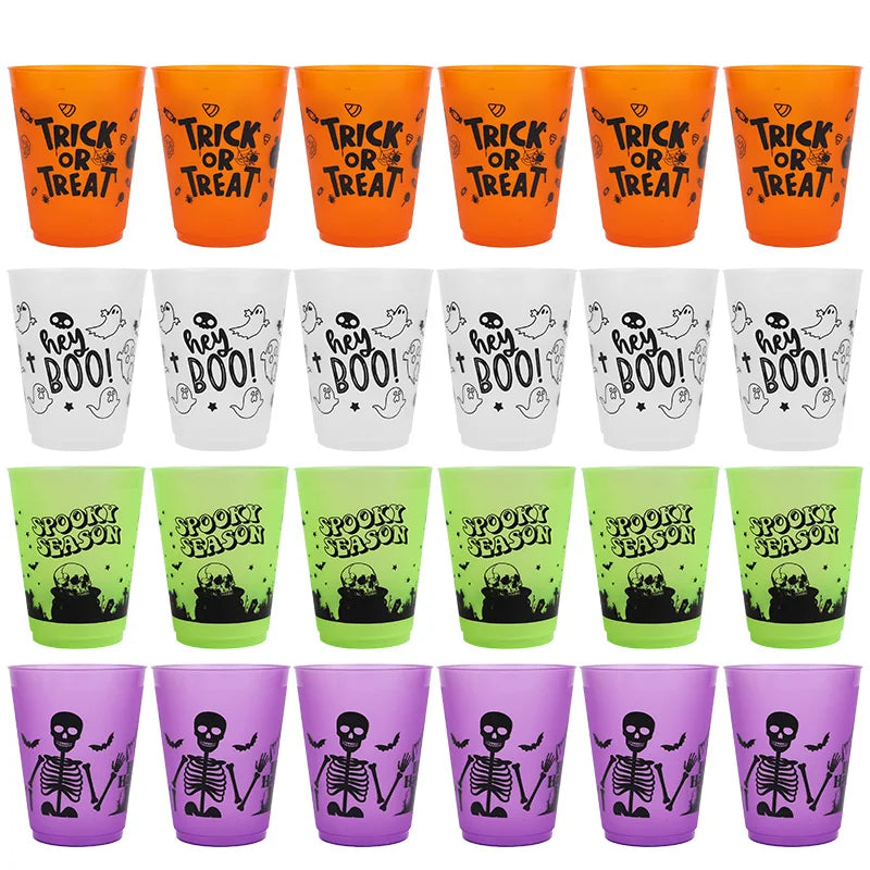8-24PCS Boo Skull Plastic Cups: Spooky Halloween Party Drinkware