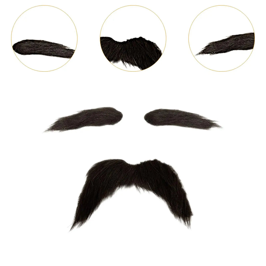 2Pcs Fake Mustache and Fake Eyebrows DIY Makeup False Facial Hair