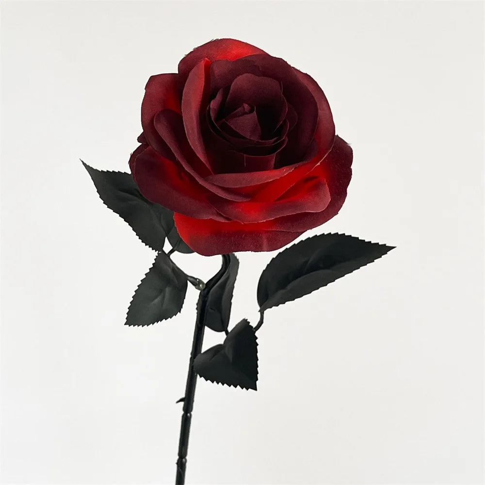 Black Artificial Rose Bouquet: Gothic Halloween Horror Decor