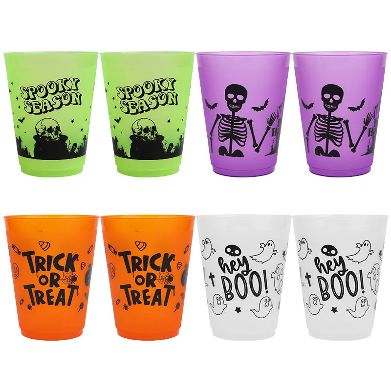 8-24PCS Boo Skull Plastic Cups: Spooky Halloween Party Drinkware
