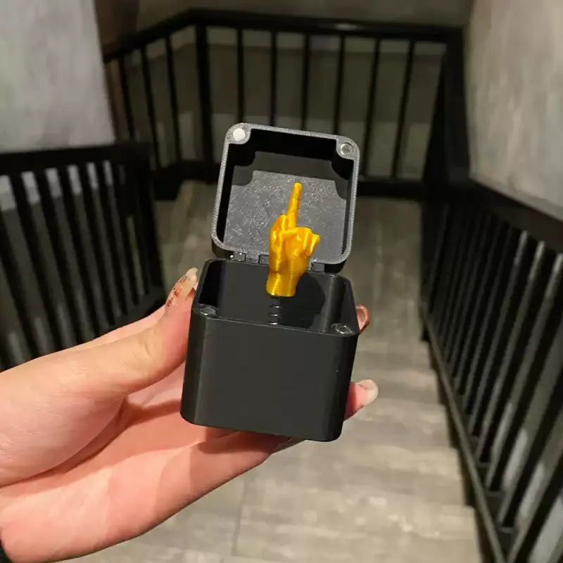 Funny Middle Finger in Box - Desk Decor Gag Gift for Halloween