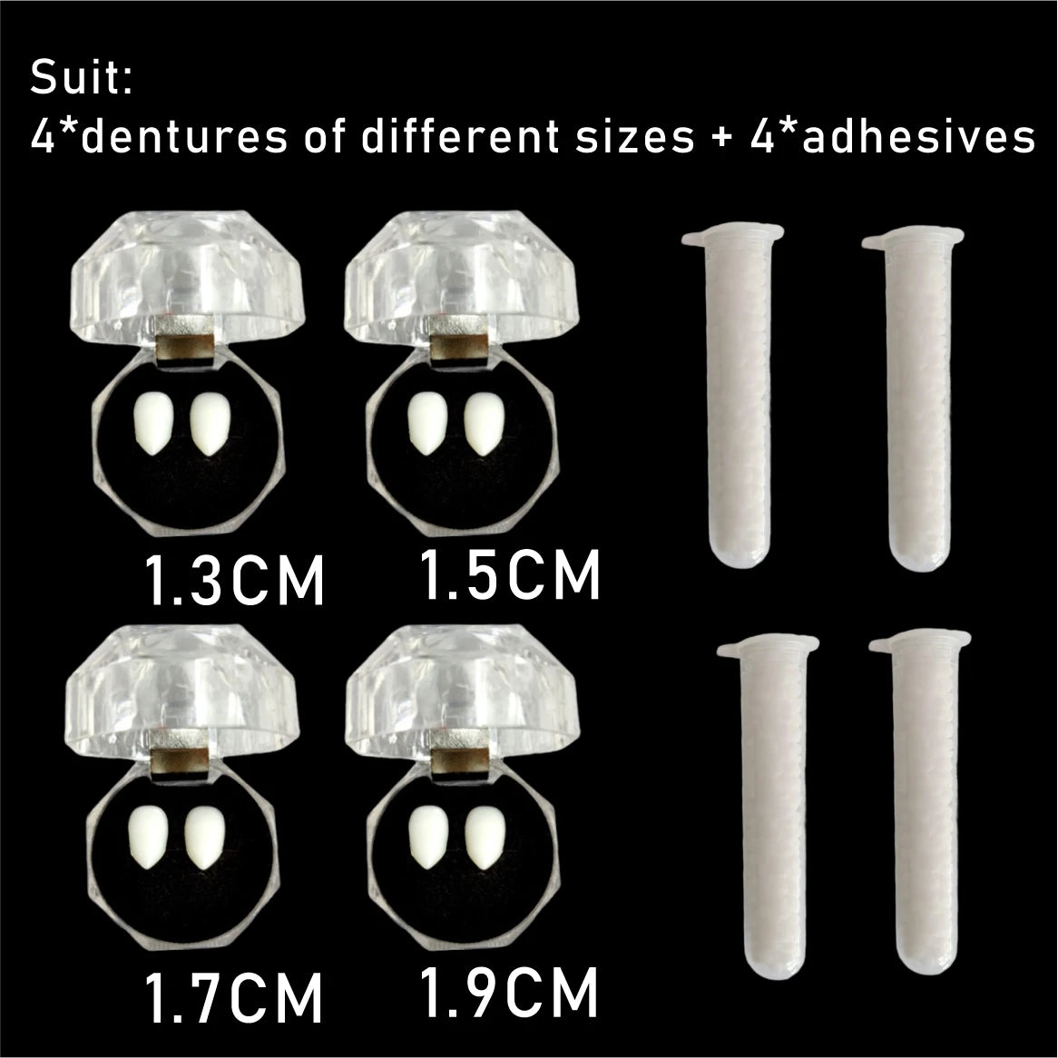 Vampire Fangs Fake Teeth: 1/4 Pairs Resin Cosplay Props with Glue