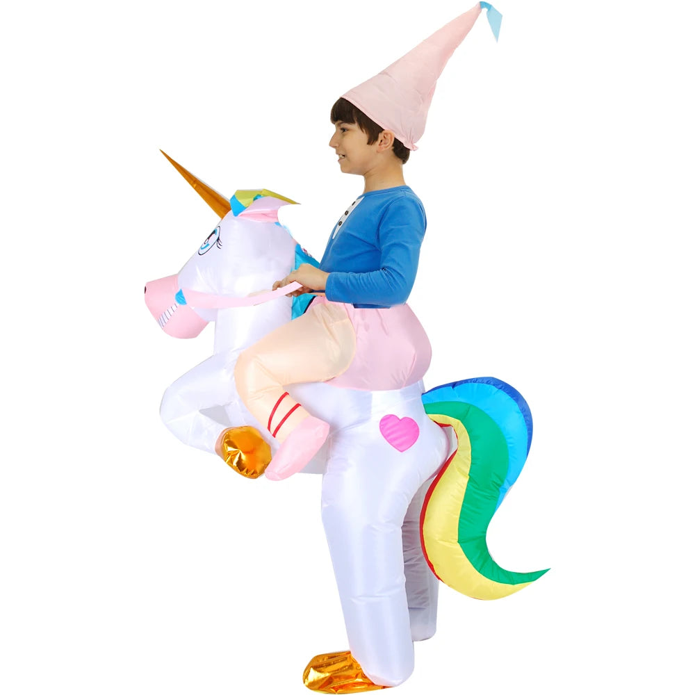 Kids Inflatable Mascot Costumes: Dinosaur, Unicorn, Rooster for Halloween Cosplay