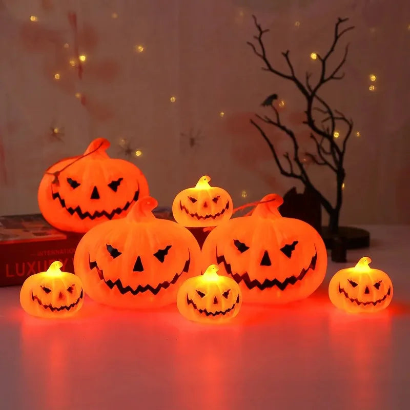 Pumpkin Ghost Face LED Lantern: Halloween Decor Light