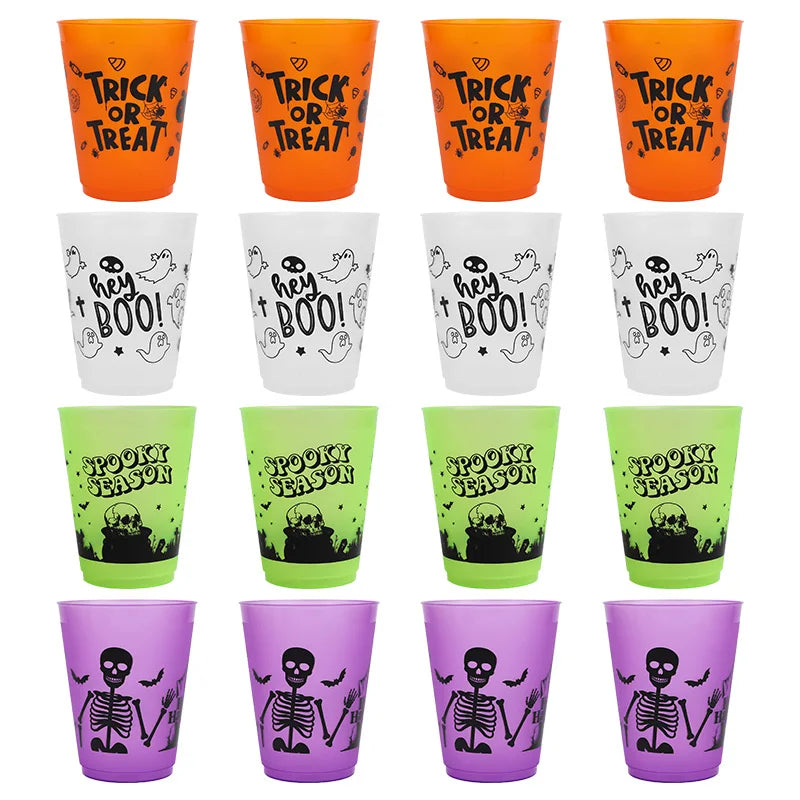 8-24PCS Boo Skull Plastic Cups: Spooky Halloween Party Drinkware