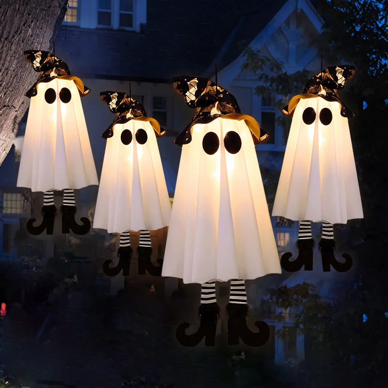 LED Light-Up Witch Ghost Hanging Ornaments: 1/2/3PCS Halloween Decor