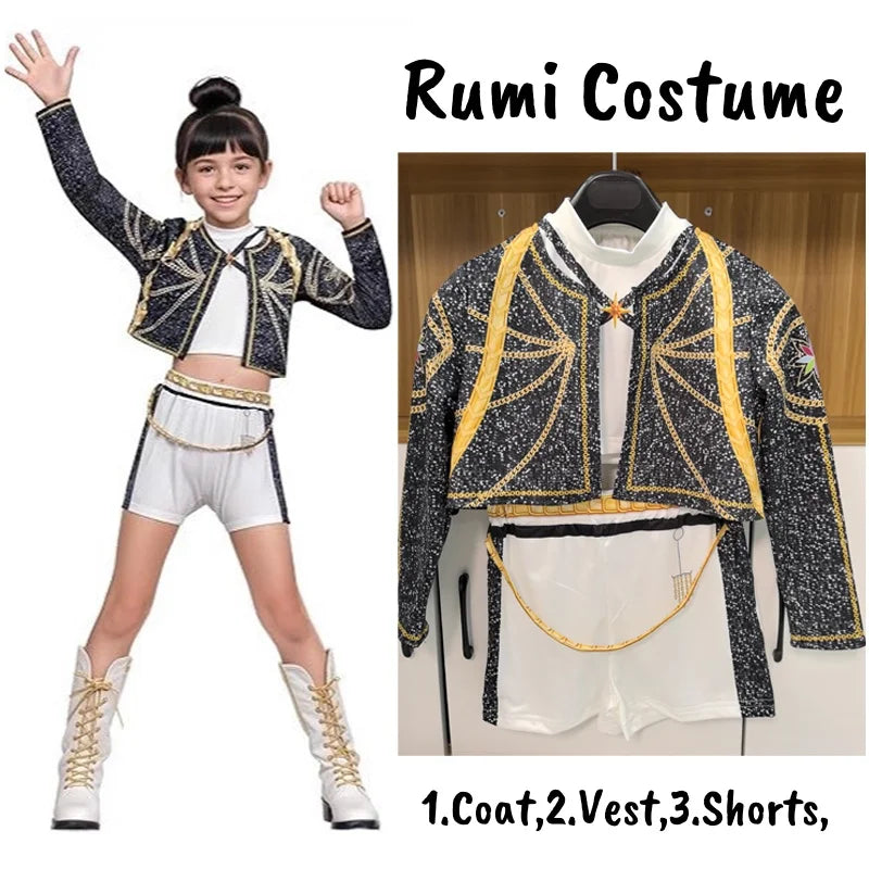K-Pop Demon Hunters Girls' Costume: Zoey, Rumi, Mira Cosplay Set
