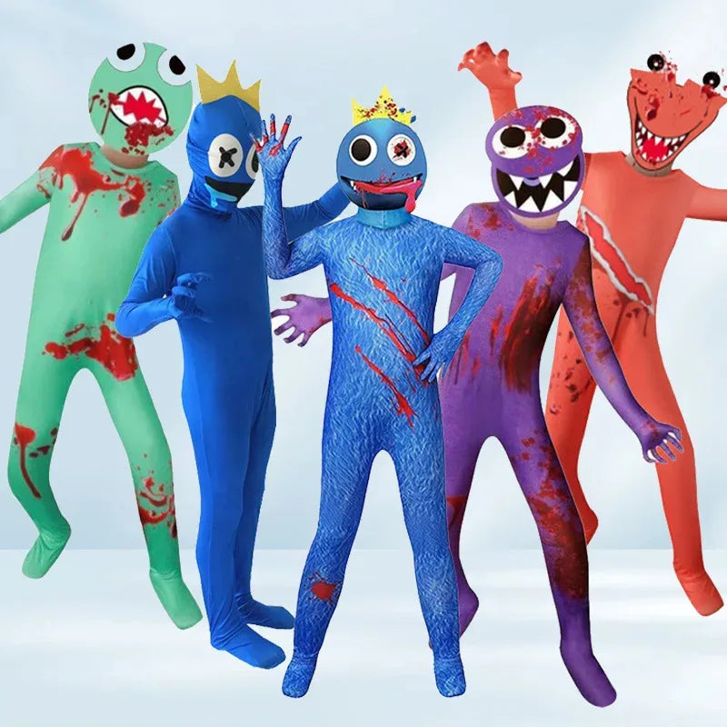 Blue Rainbow Friends Monster Jumpsuit: Horror Cosplay Costume