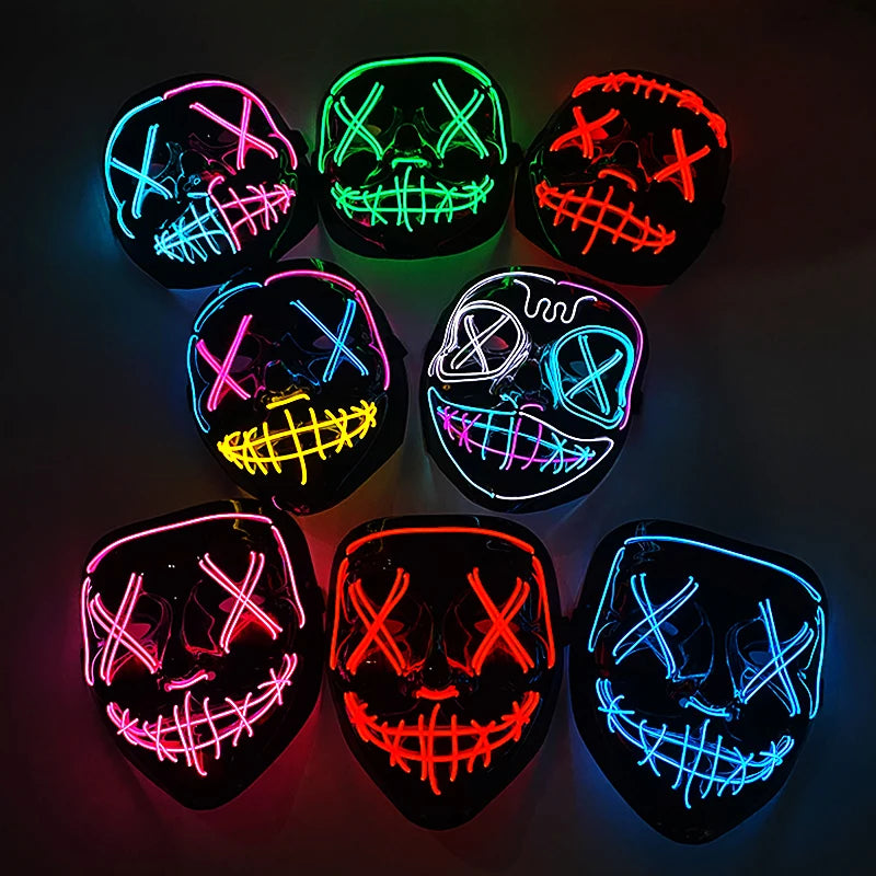 Wireless Neon LED Purge Mask: Halloween Glow Cosplay Mask