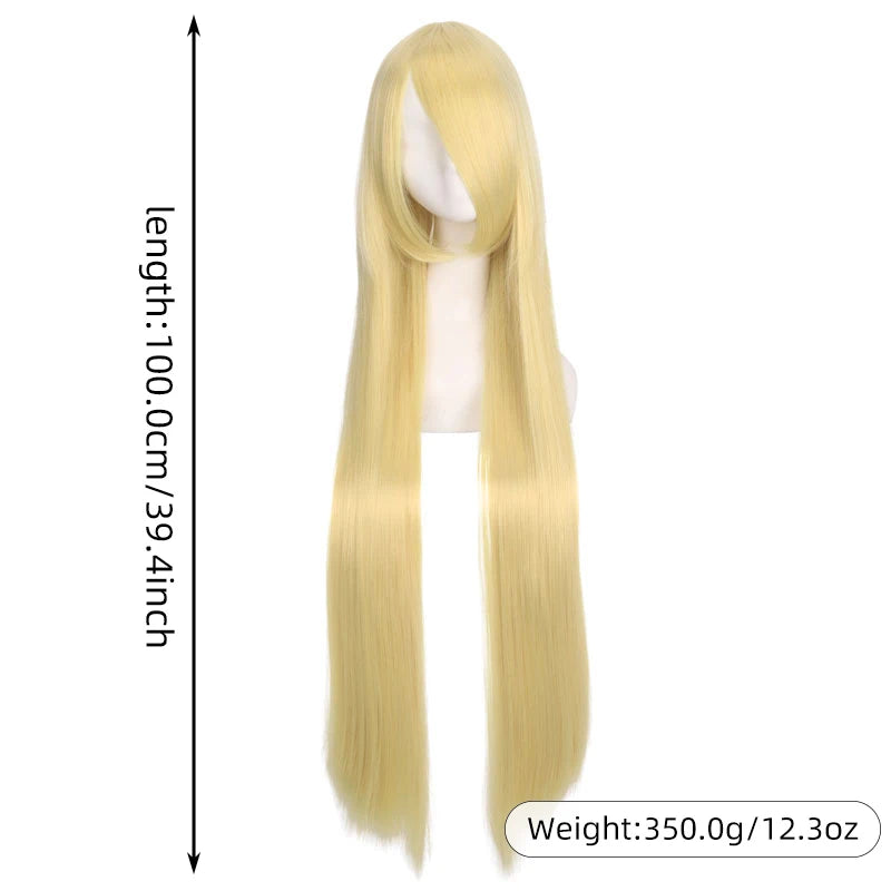 40inch colored straight bangs women's synthetic wig, Halloween makeup