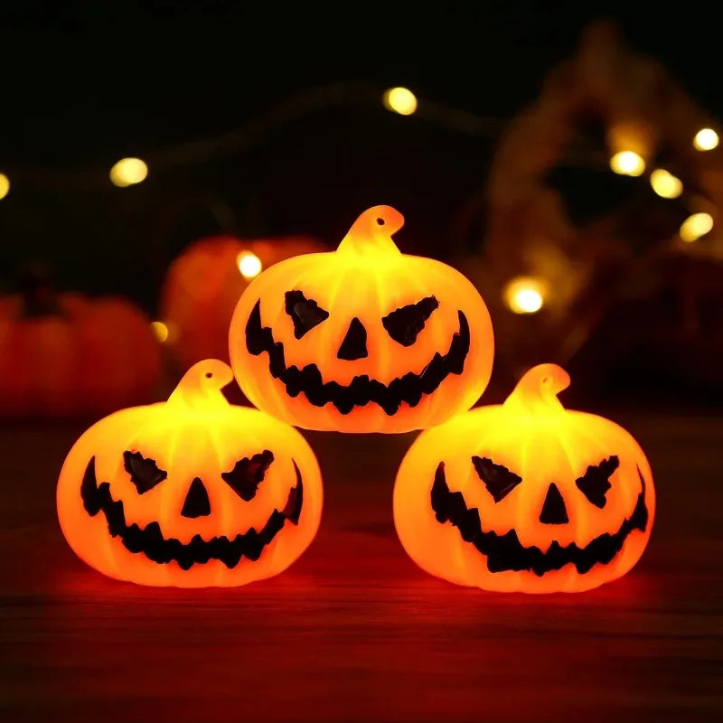 Pumpkin Ghost Face LED Lantern: Halloween Decor Light