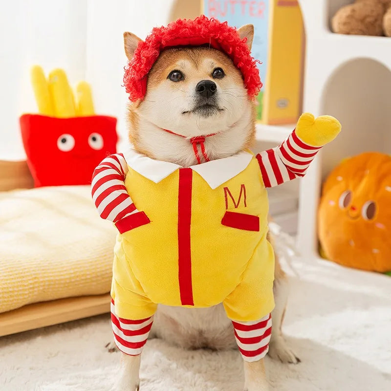 Spooky Hello Dog Costume: Warm Halloween Two-Legged Pet Outfit