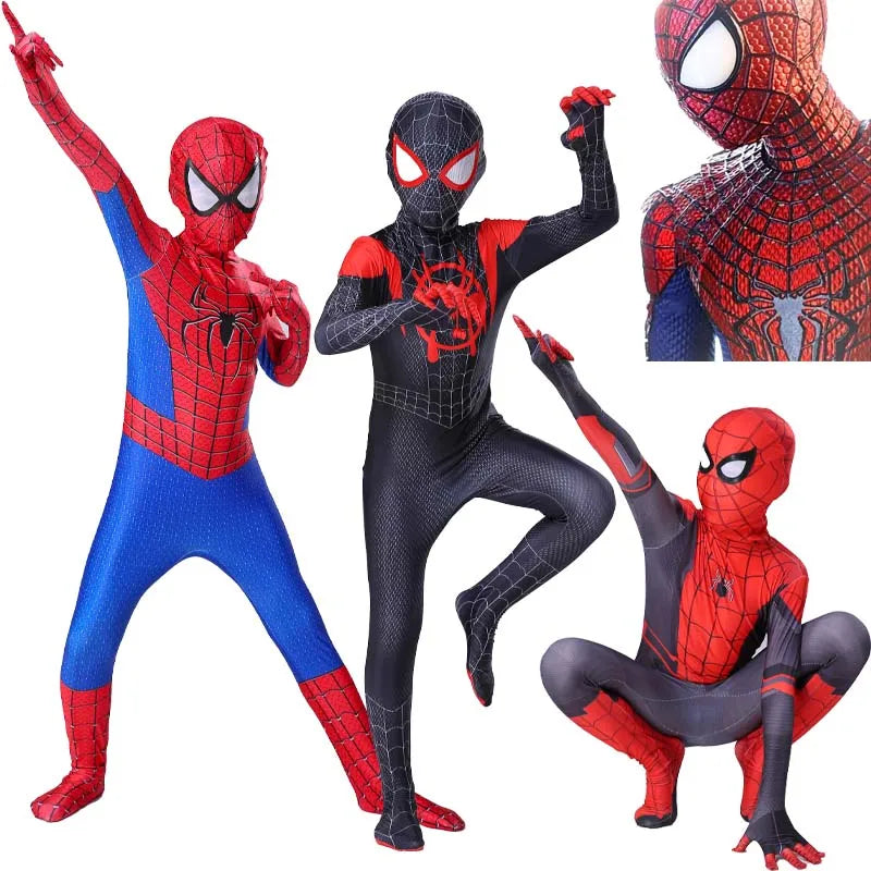 Anime Spiderman Kids Cosplay Costumes Miles Morales Spider Man Jumpsuit