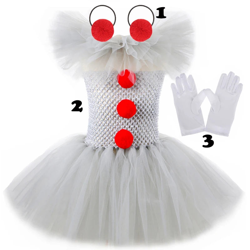 Gray Joker Costume Tutu Dress Creepy Clown