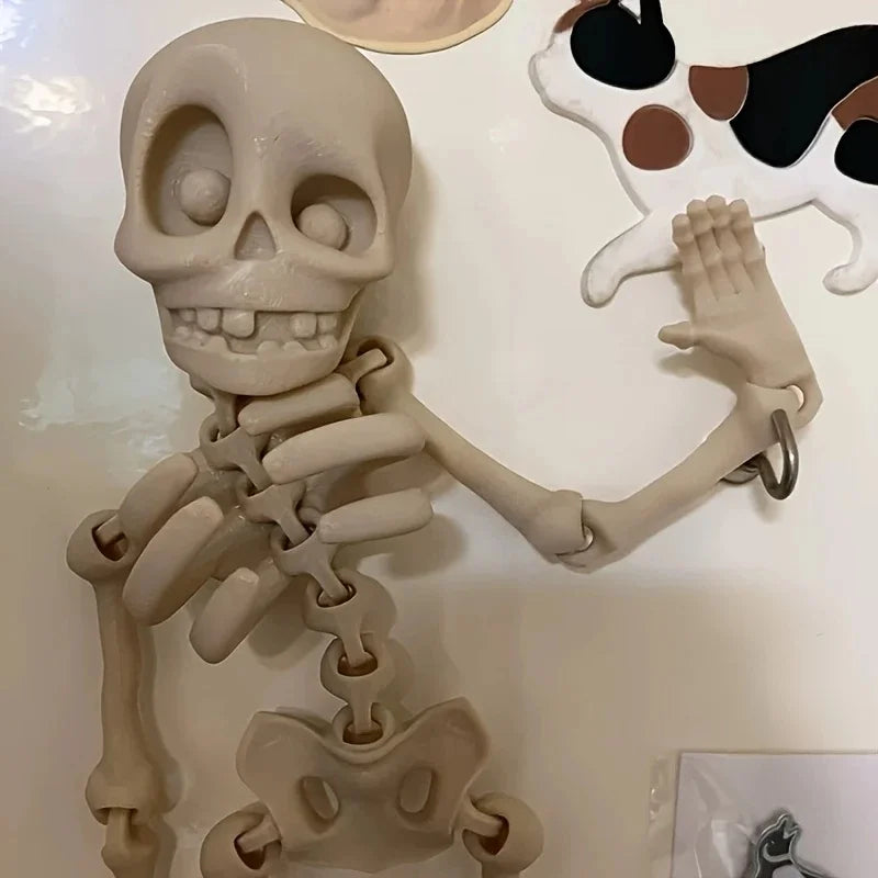 1Pc Magnetic Poseable Skull Fridge Magnet Funny Halloween Gift Easter Kitchen & Dining Decor Home Accessory, Quirky Decor