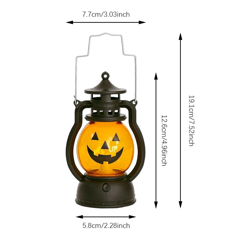 LED Pumpkin Kerosene Lantern: Halloween Table & Yard Decor