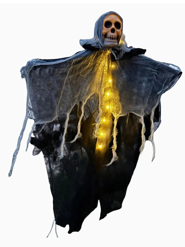 Glowing Skull Gauze Hanging Ghost: Halloween Horror Prop