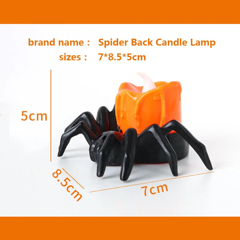 LED Spider Pumpkin Candle: Scary Halloween Home Decor Lamp