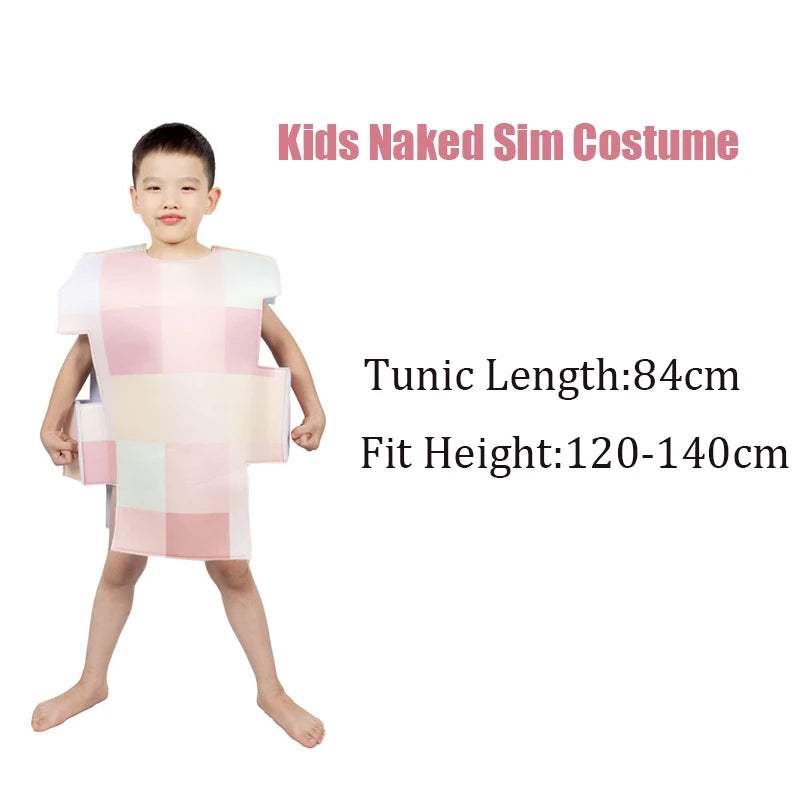 Naked Sims Mosaic Couple Costume: Funny Adult Halloween Tunic Set