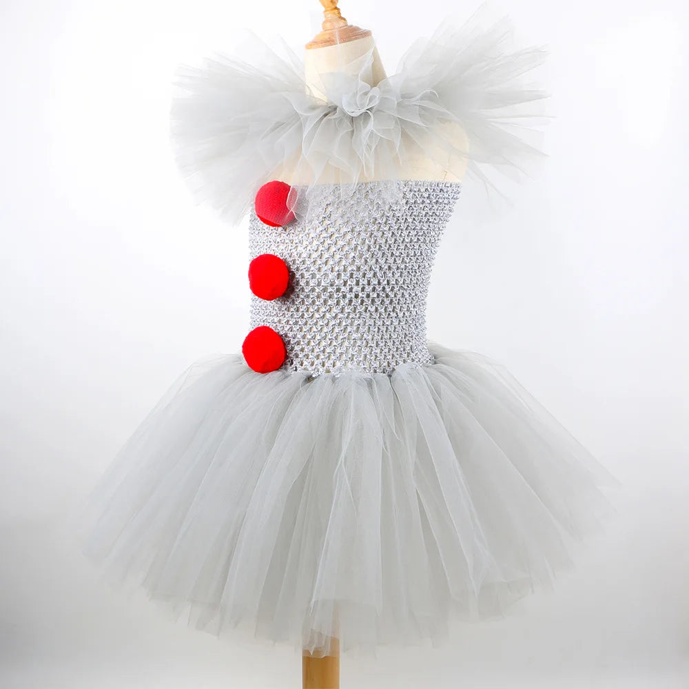 Gray Joker Costume Tutu Dress Creepy Clown