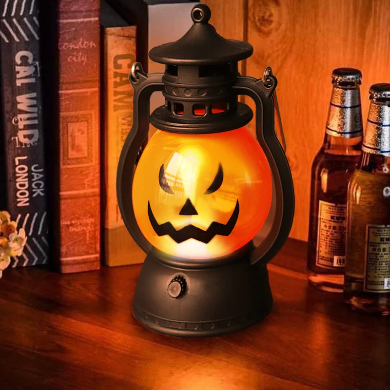 LED Pumpkin Kerosene Lantern: Halloween Table & Yard Decor