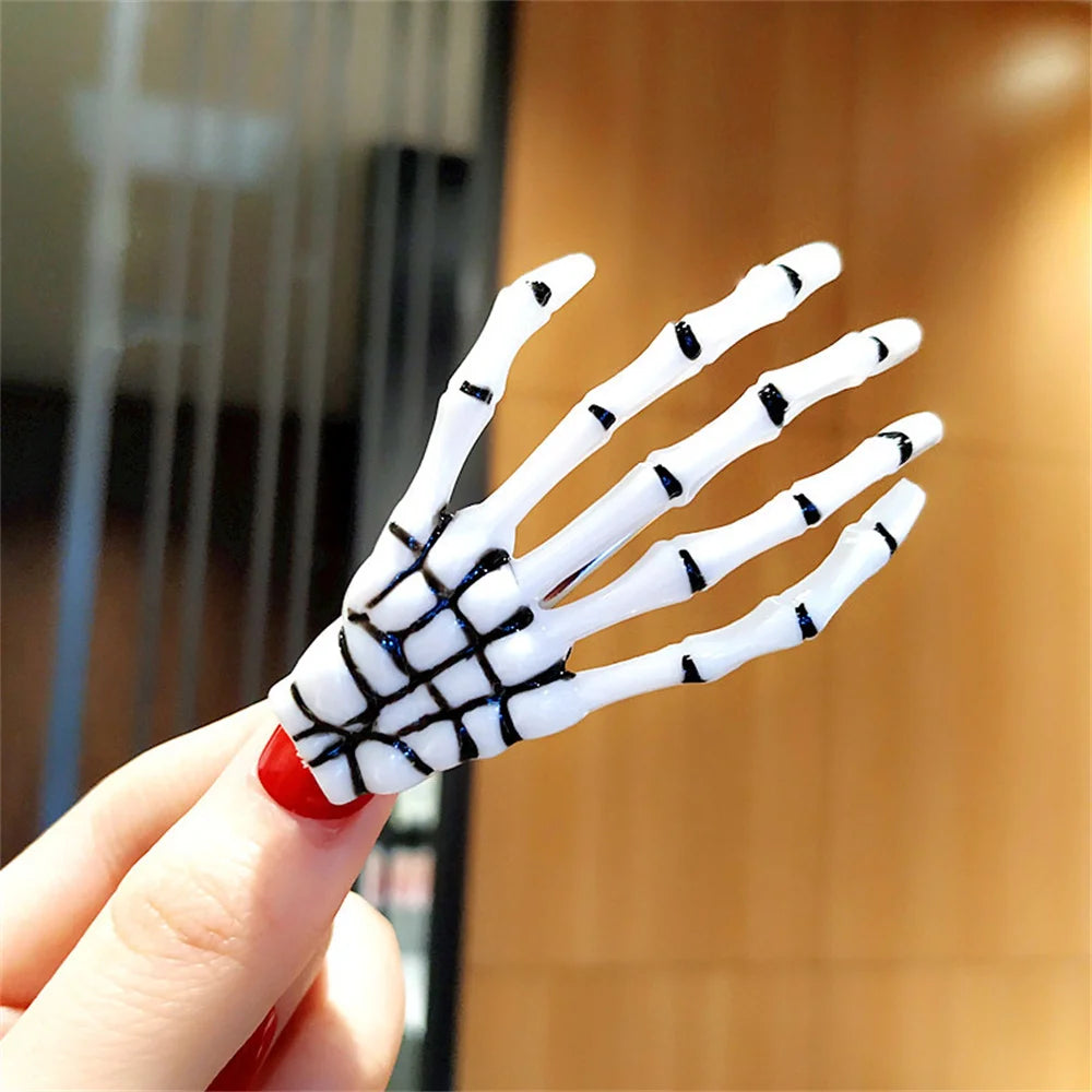Creative Skeleton Hand Hair Clip for Women Girl Gothic Style Colorful Hairpin Halloween Makeup Party Headwear Hair Accessories