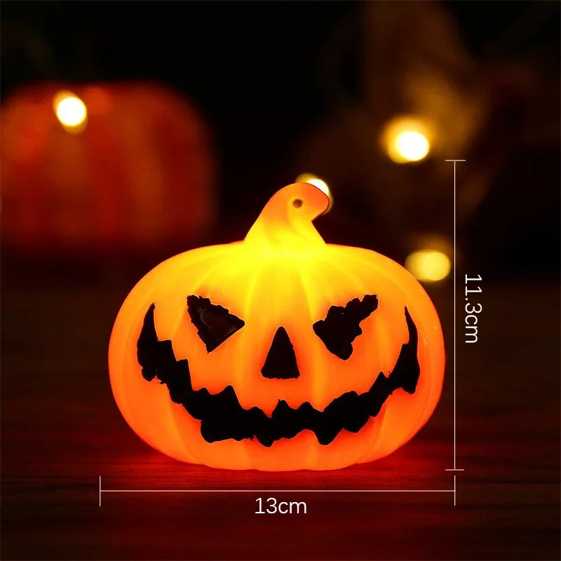 Pumpkin Ghost Face LED Lantern: Halloween Decor Light