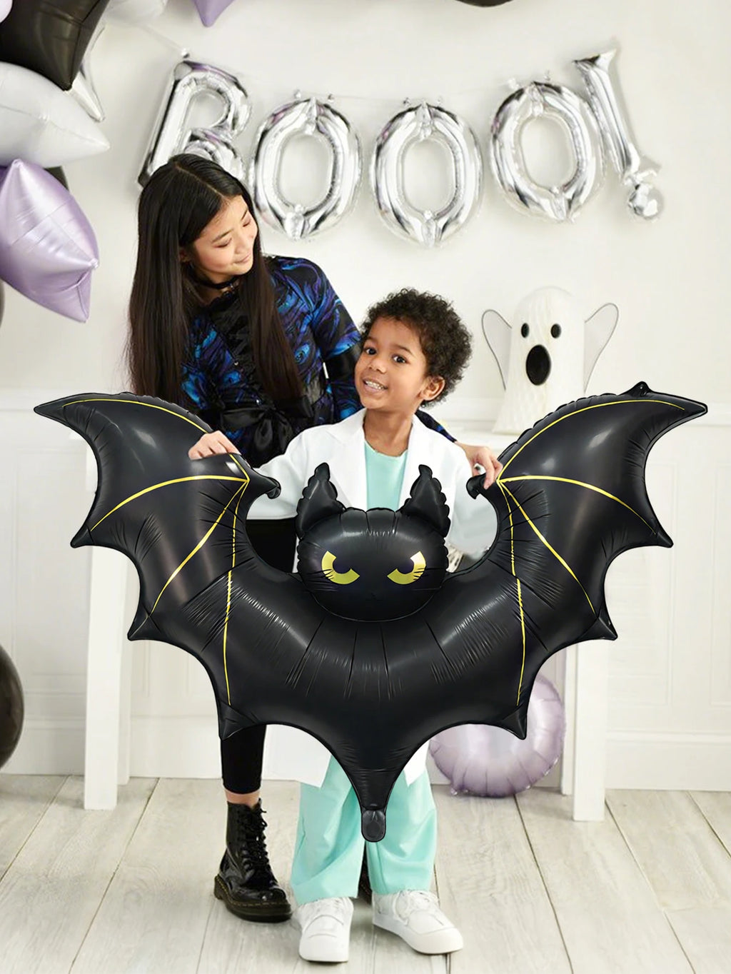 Giant Scary Bat Balloon: 42in Hanging Halloween Outdoor Decor