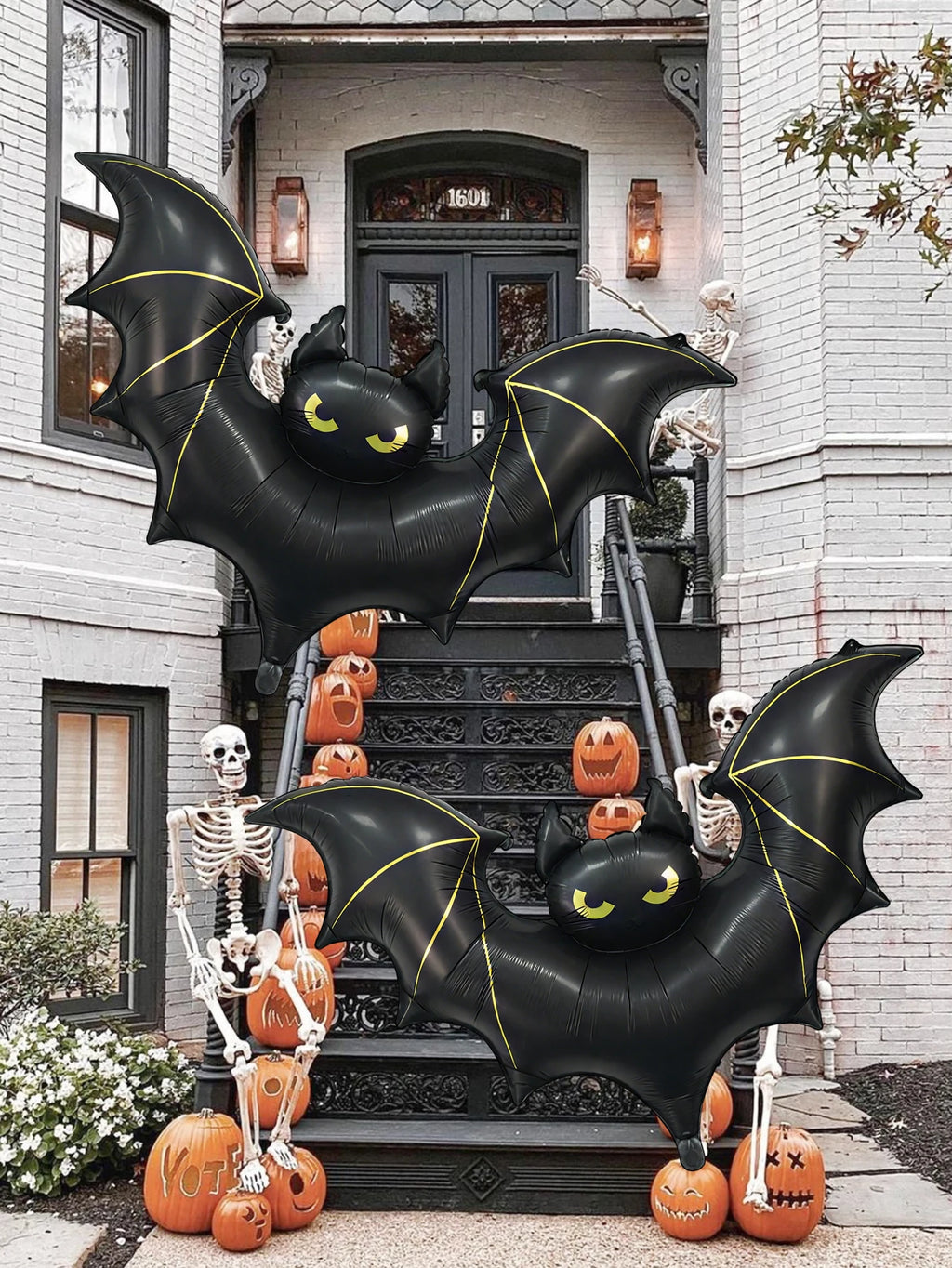 Giant Scary Bat Balloon: 42in Hanging Halloween Outdoor Decor