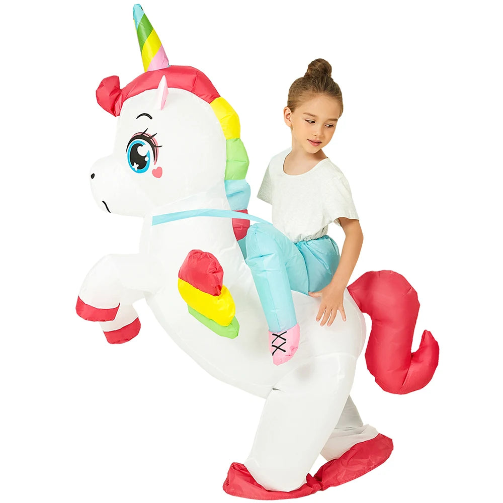 Kids Inflatable Mascot Costumes: Dinosaur, Unicorn, Rooster for Halloween Cosplay