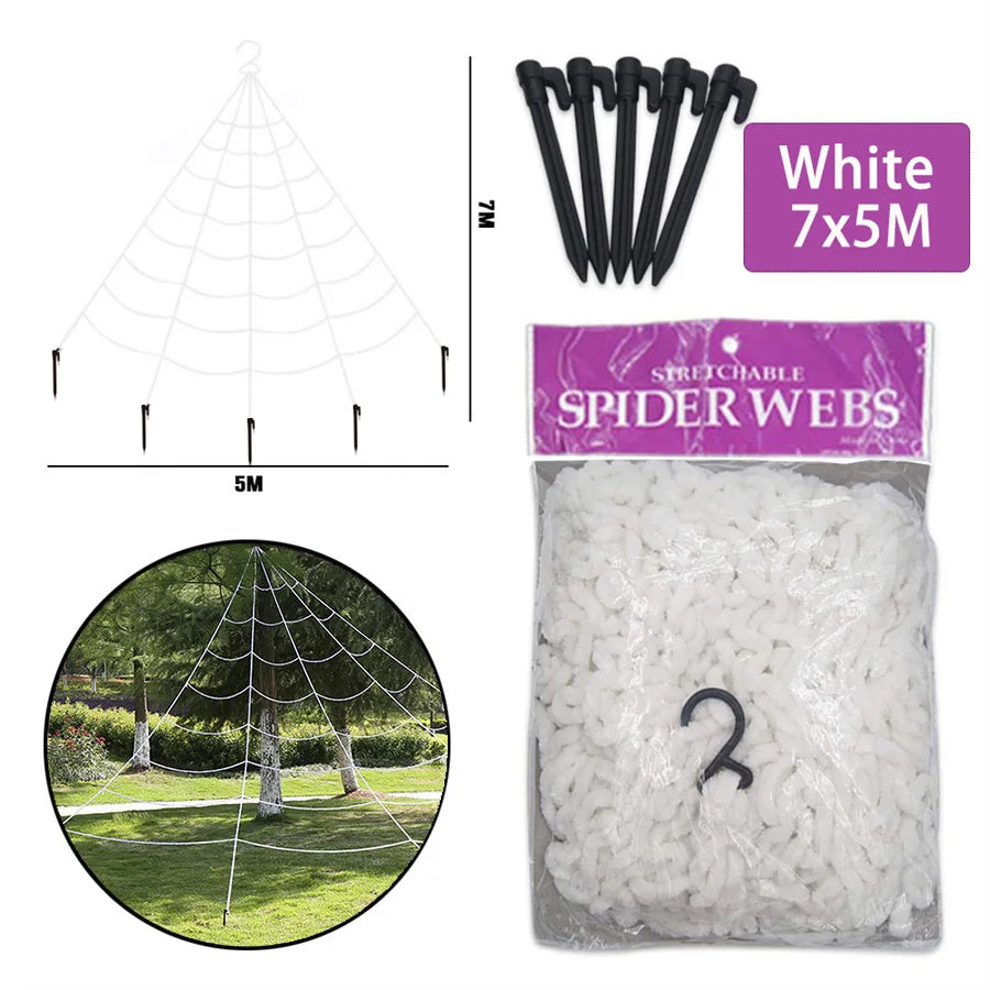 Giant Spider Web with Plush Spider: Halloween Party Decor
