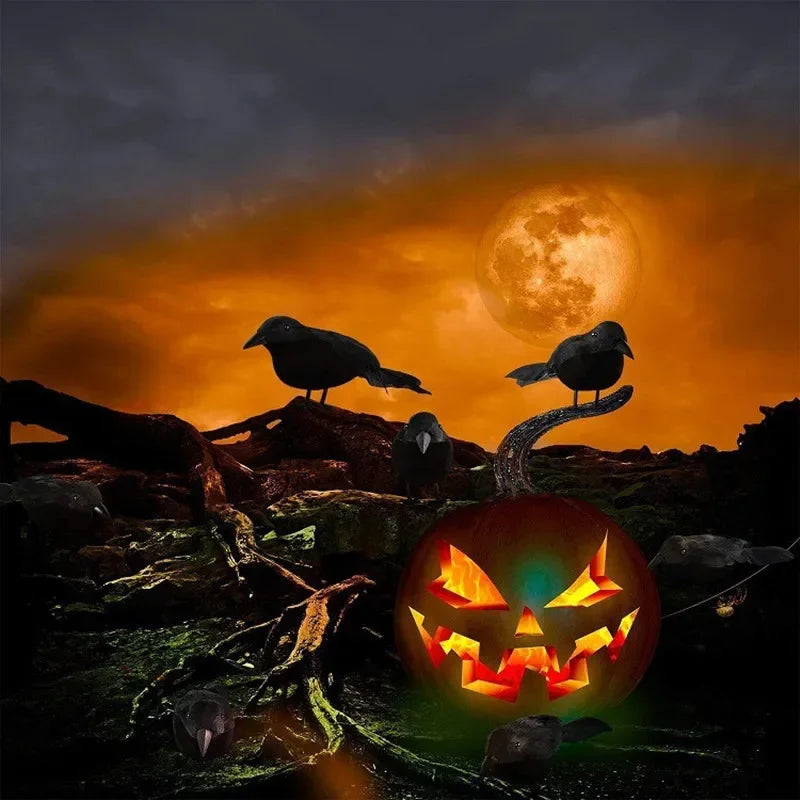 Realistic Artificial Crows: 1-3PCS Halloween Horror Props
