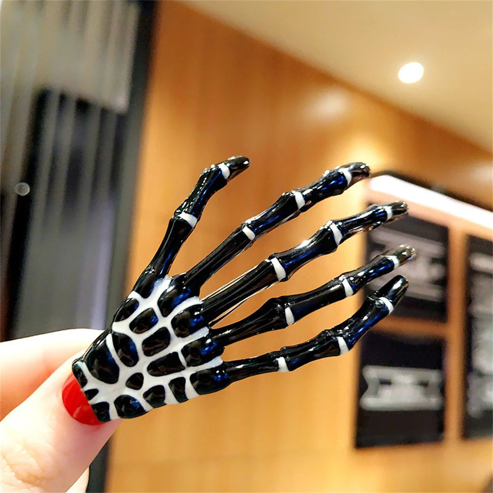 Creative Skeleton Hand Hair Clip for Women Girl Gothic Style Colorful Hairpin Halloween Makeup Party Headwear Hair Accessories