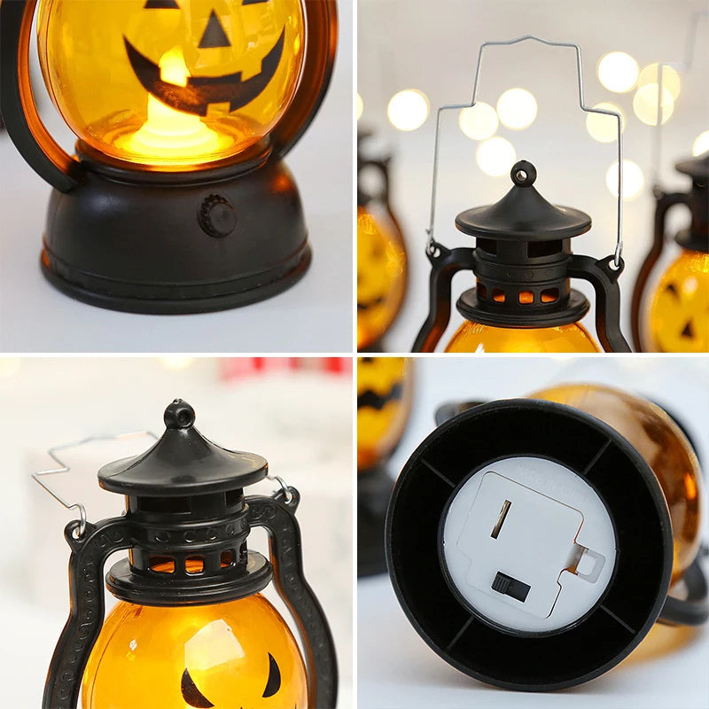 LED Pumpkin Kerosene Lantern: Halloween Table & Yard Decor