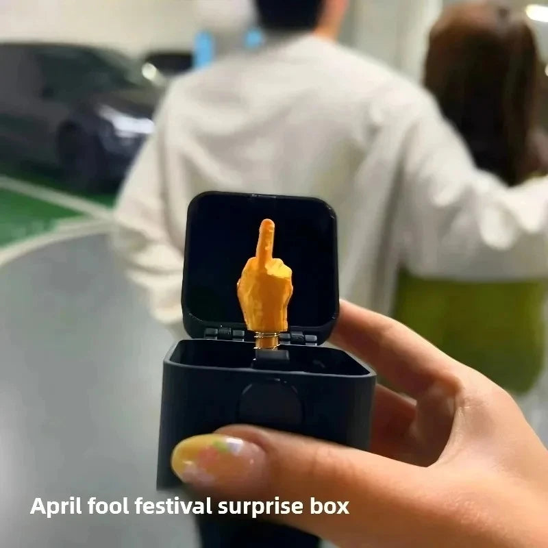 Funny Middle Finger in Box - Desk Decor Gag Gift for Halloween