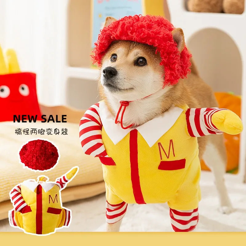 Spooky Hello Dog Costume: Warm Halloween Two-Legged Pet Outfit