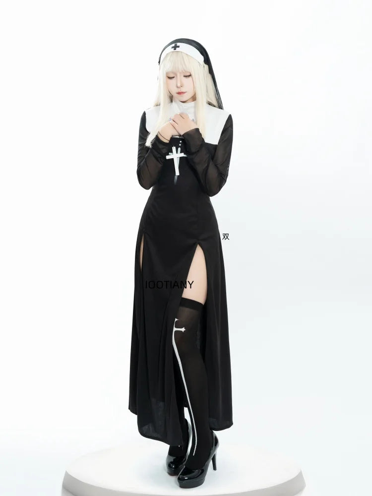 Cute Anime Nun Costume: Sexy Halloween Sister Cosplay Dress