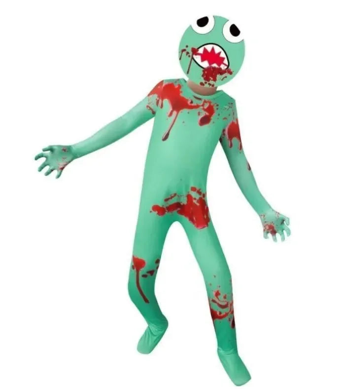 Blue Rainbow Friends Monster Jumpsuit: Horror Cosplay Costume