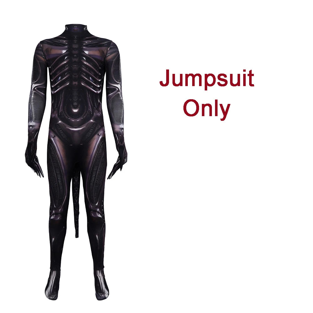 Xenomorph Alien Romulus Jumpsuit: Adult/Kids Horror Cosplay Costume