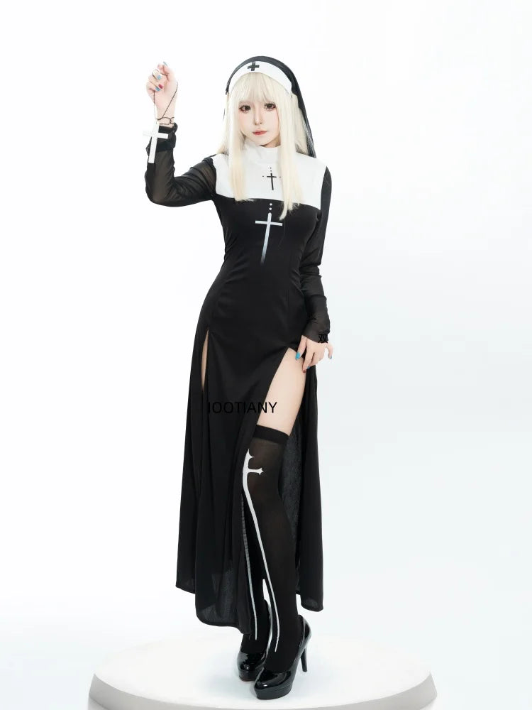 Cute Anime Nun Costume: Sexy Halloween Sister Cosplay Dress