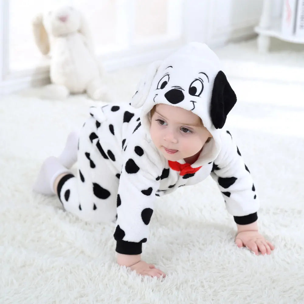 Baby Dalmatian Spotty Dog Kigurumi: Flannel Halloween Jumpsuit