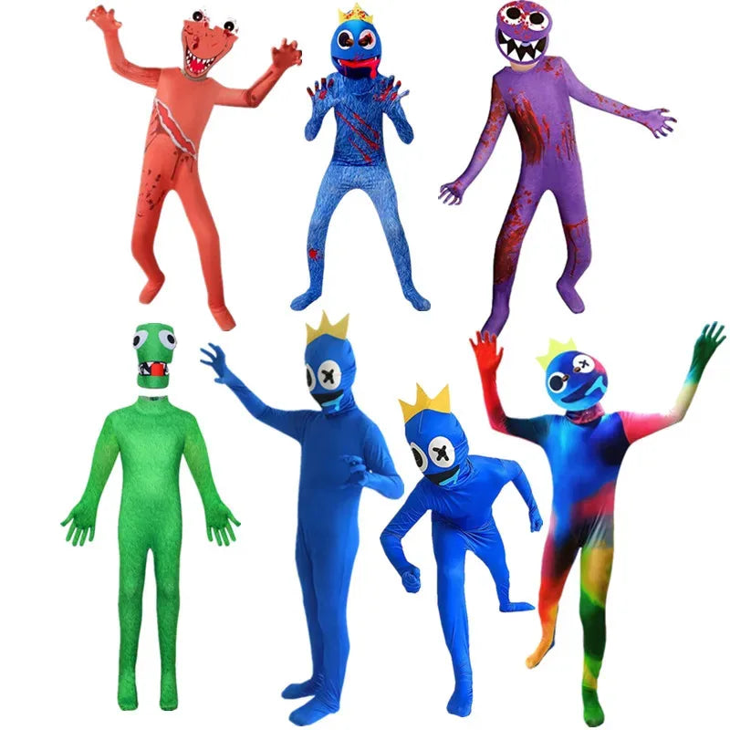 Blue Rainbow Friends Monster Jumpsuit: Horror Cosplay Costume