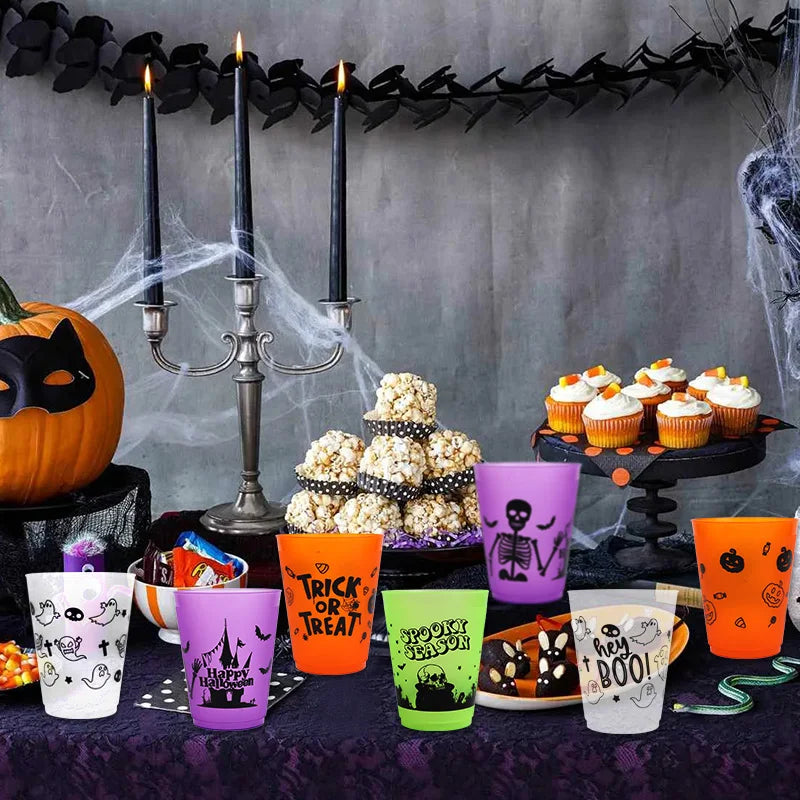 8-24PCS Boo Skull Plastic Cups: Spooky Halloween Party Drinkware