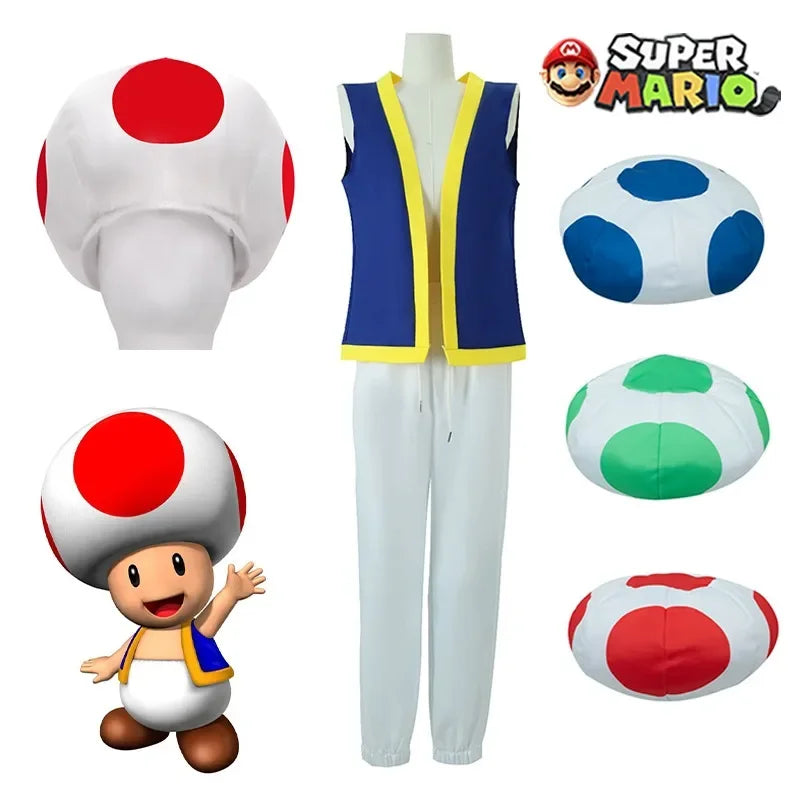 Super Mario Toad Cosplay Costumes Halloween Toad Role Playing Performance Outfit